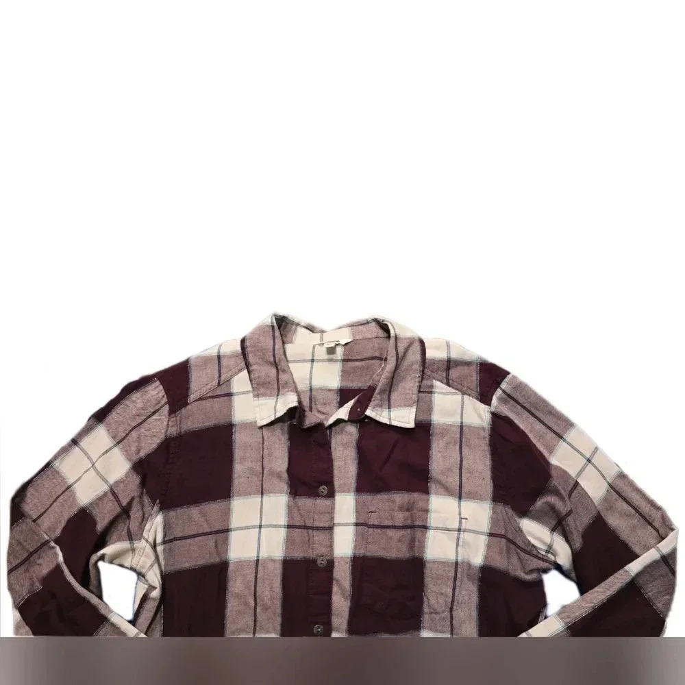 Sonoma Goods For Life®, Size L, Everyday Flannel Shirt Purple Plaid - Picture 10 of 14